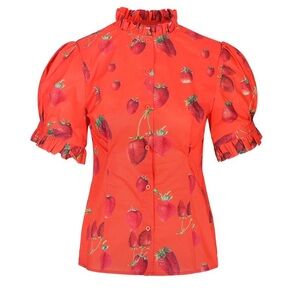 Selkie Strawberry Bistro Blouse Size Small